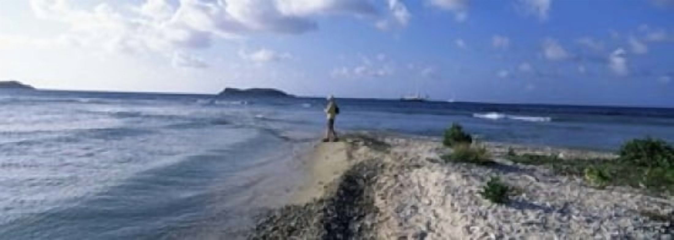 Tourist fishing on the beach Sandy Cay Carriacou Grenada Canvas Art - Panoramic Images (36 x 13)