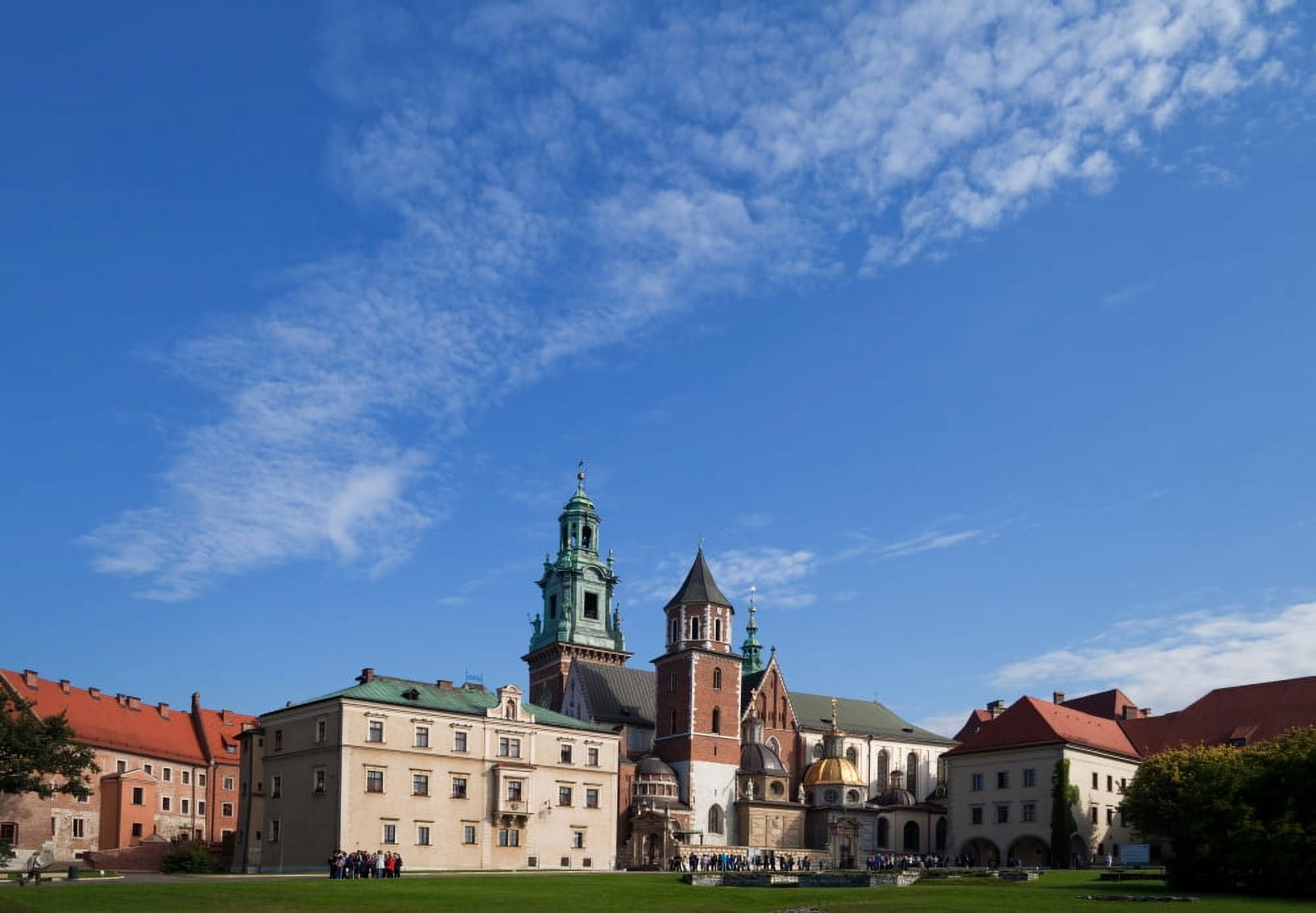 Tourist groups in the grounds of the 11th Century Royal Castle Wawel Hill Krakow Poland Canvas Art - Panoramic Images (24 x 18)