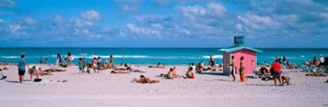 Tourist on the beach Miami Florida USA Canvas Art - Panoramic Images (18 x 6)