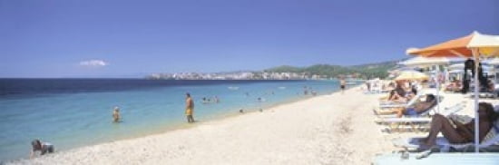 Tourist on the beach Porto Carras Neos Marmaras Sithonia Halkidiki Greece Canvas Art - Panoramic Images (36 x 12)