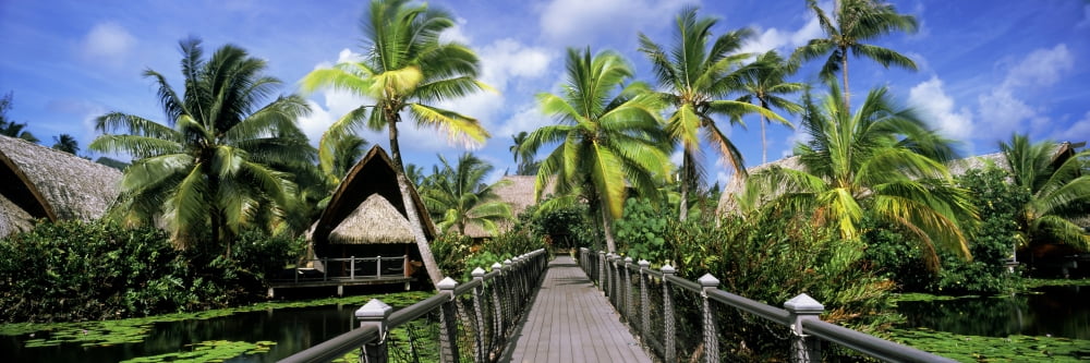 Tourist resort Tahiti French Polynesia Canvas Art - Panoramic Images (27 x 9)