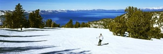 Tourist skiing in a ski resort Heavenly Mountain Resort Lake Tahoe California-Nevada Border USA Canvas Art - Panoramic Images (36 x 13)