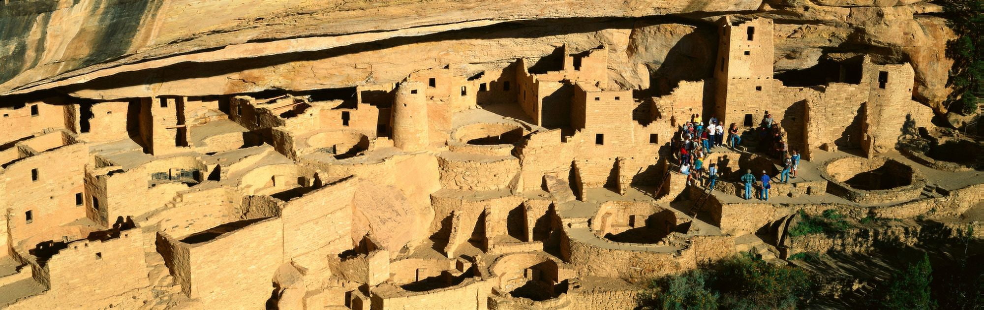 Tourists At Cliff Palace Mesa Verde National Park Colorado Canvas Art - Panoramic Images (36 x 12)