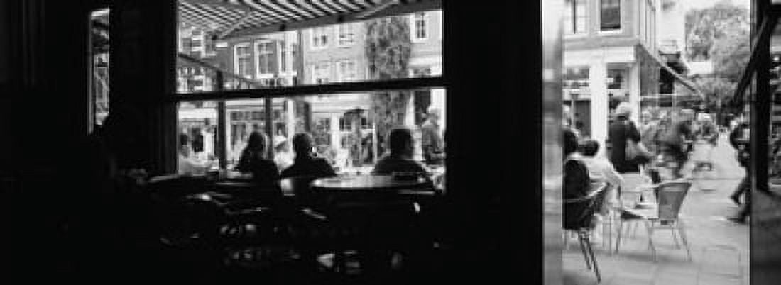 Tourists In A Cafe Amsterdam Netherlands Canvas Art - Panoramic Images (18 x 7)