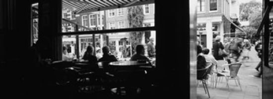 Tourists In A Cafe Amsterdam Netherlands Canvas Art - Panoramic Images (36 x 13)
