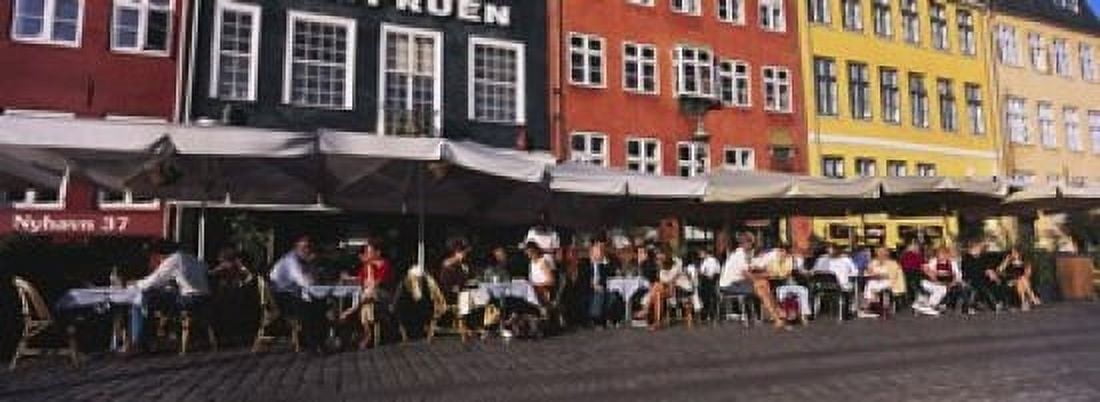 Tourists In A Road Side Restaurant Nyhavn Copenhagen Denmark Canvas Art - Panoramic Images (18 x 7)