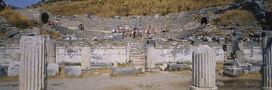 Tourists In A Temple Temple Of Hadrian Ephesus Turkey Canvas Art - Panoramic Images (36 x 12)