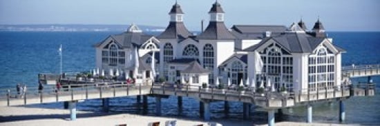 Tourists On A Bridge The Seebruecke Sellin Isle Of Ruegen Germany Canvas Art - Panoramic Images (36 x 12)
