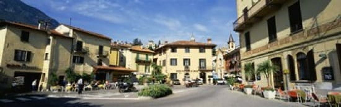 Tourists Sitting At An Outdoor Cafe Menaggio Italy Canvas Art - Panoramic Images (18 x 6)