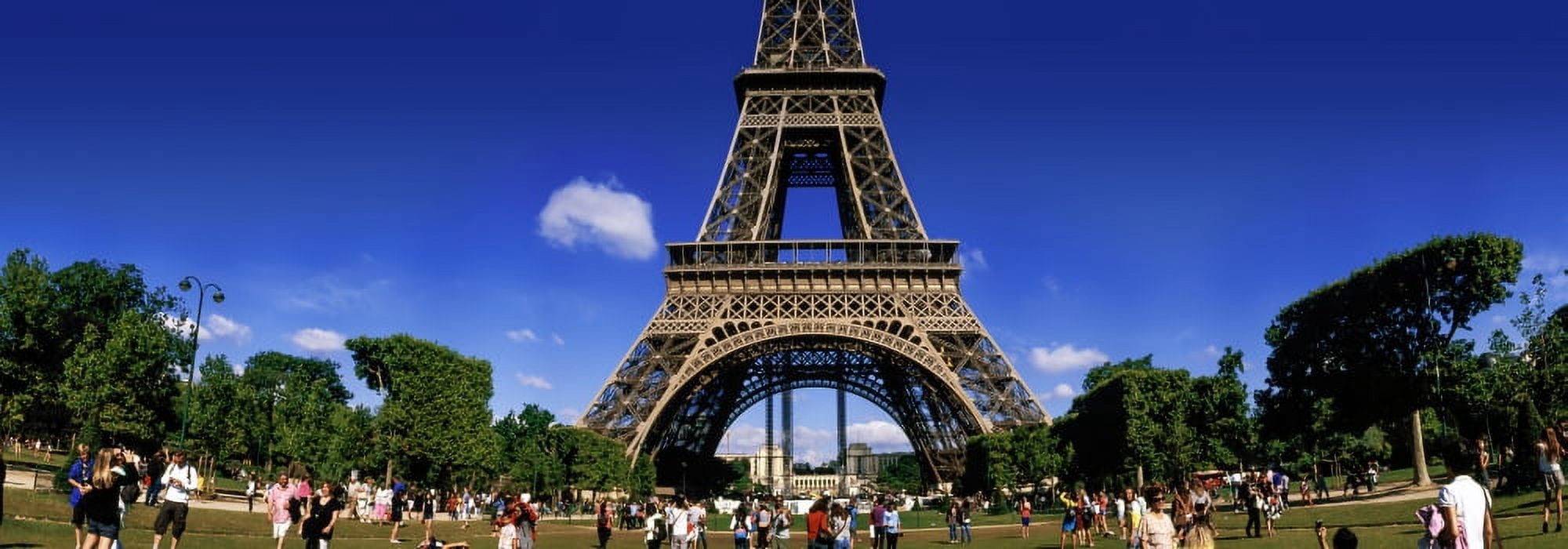 Tourists at Eiffel Tower Paris Ile-de-France France Canvas Art - Panoramic Images (26 x 9)