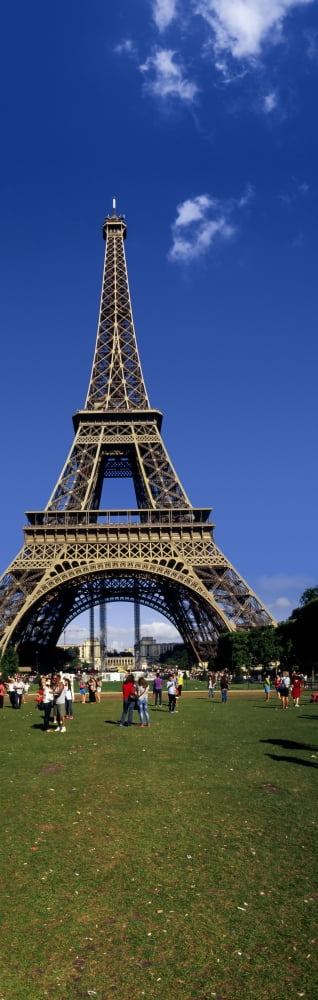 Tourists at Eiffel Tower Paris Ile-de-France France Canvas Art - Panoramic Images (36 x 12)