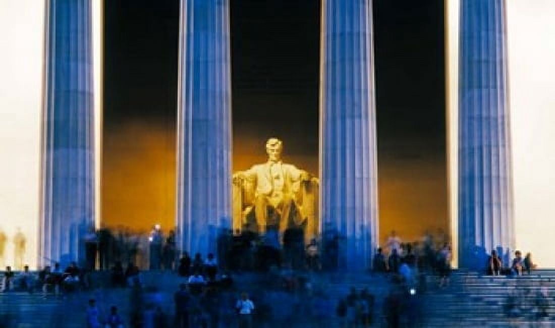 Tourists at Lincoln Memorial Washington DC USA Canvas Art - Panoramic Images (36 x 22)