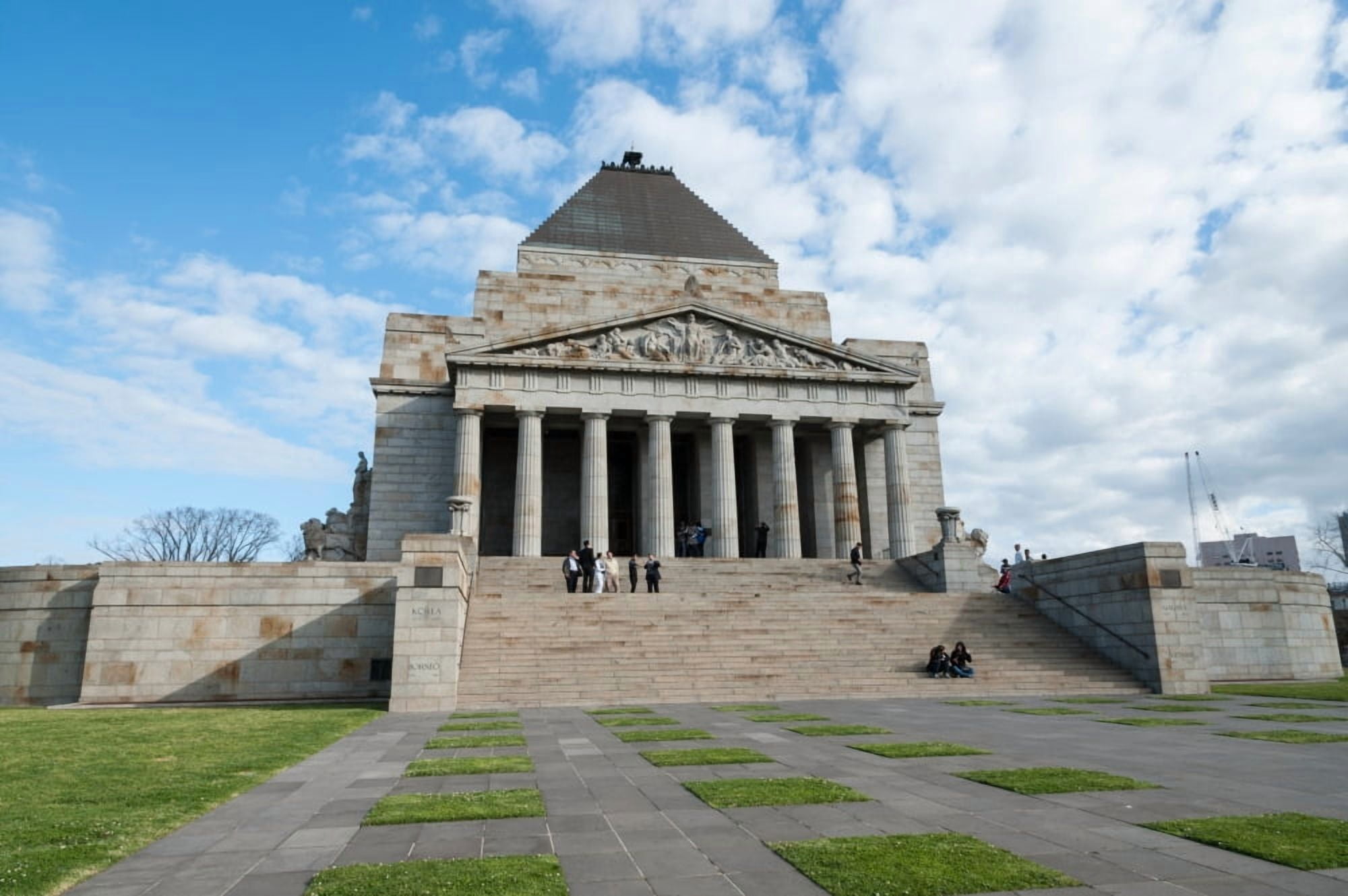 Tourists at Shrine of Remembrance Melbourne Victoria Australia Canvas Art - Panoramic Images (36 x 12)