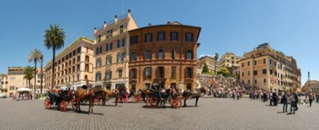Tourists at Spanish Steps Piazza Di Spagna Rome Lazio Italy Canvas Art - Panoramic Images (30 x 13)