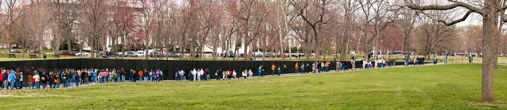 Tourists at Vietnam Veterans Memorial The Mall Washington DC USA Canvas Art - Panoramic Images (44 x 10)