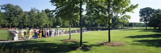 Tourists at a memorial Vietnam Veterans Memorial Washington DC USA Canvas Art - Panoramic Images (36 x 12)