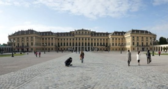 Tourists at a palace Schonbrunn Palace Vienna Austria Canvas Art - Panoramic Images (24 x 12)