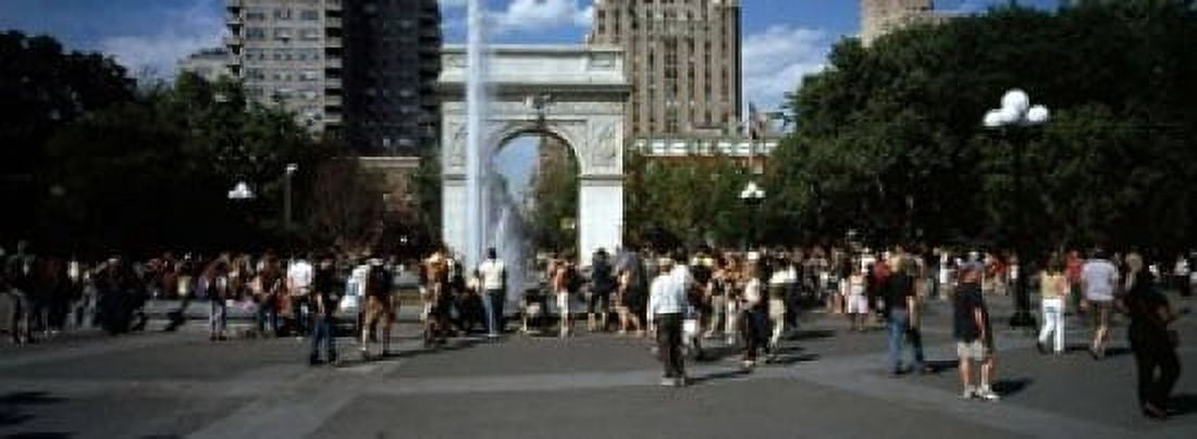 Tourists at a park Washington Square Arch Washington Square Park Manhattan New York City New York State USA Canvas Art - Panoramic Images (18 x 7)