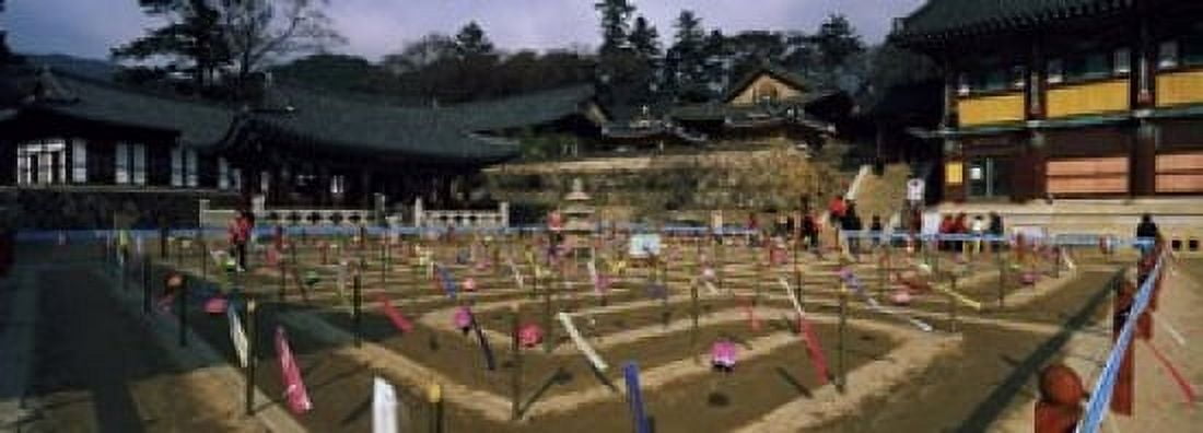 Tourists at a temple Haeinsa Temple Kayasan Mountains Gyeongsang Province South Korea Canvas Art - Panoramic Images (18 x 7)