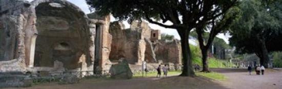 Tourists at a villa Hadrians Villa Tivoli Lazio Italy Canvas Art - Panoramic Images (36 x 12)