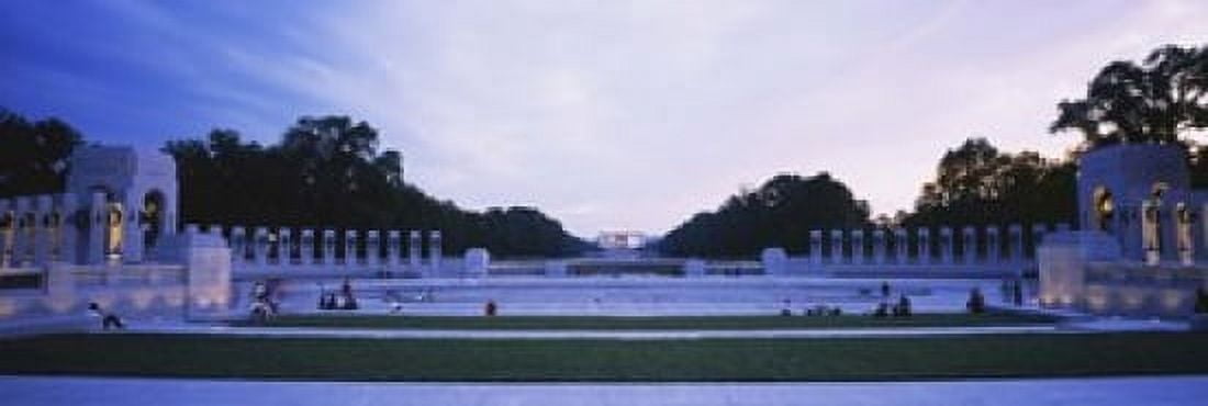 Tourists at a war memorial National World War II Memorial Washington DC USA Canvas Art - Panoramic Images (18 x 6)