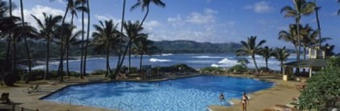 Tourists at an infinity pool Hawaii USA Canvas Art - Panoramic Images (18 x 6)