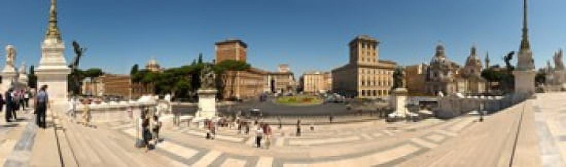 Tourists at town square Palazzo Venezia Piazza Venezia Rome Lazio Italy Canvas Art - Panoramic Images (15 x 5)