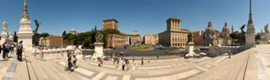 Tourists at town square Palazzo Venezia Piazza Venezia Rome Lazio Italy Canvas Art - Panoramic Images (38 x 12)