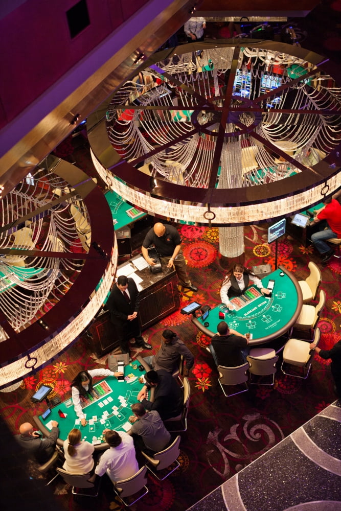 Tourists at blackjack tables in casino Cosmopolitan of Las Vegas CityCenter Las Vegas Las Vegas Strip Las Vegas Nevada USA Canvas Art - Panoramic Images (27 x 9)