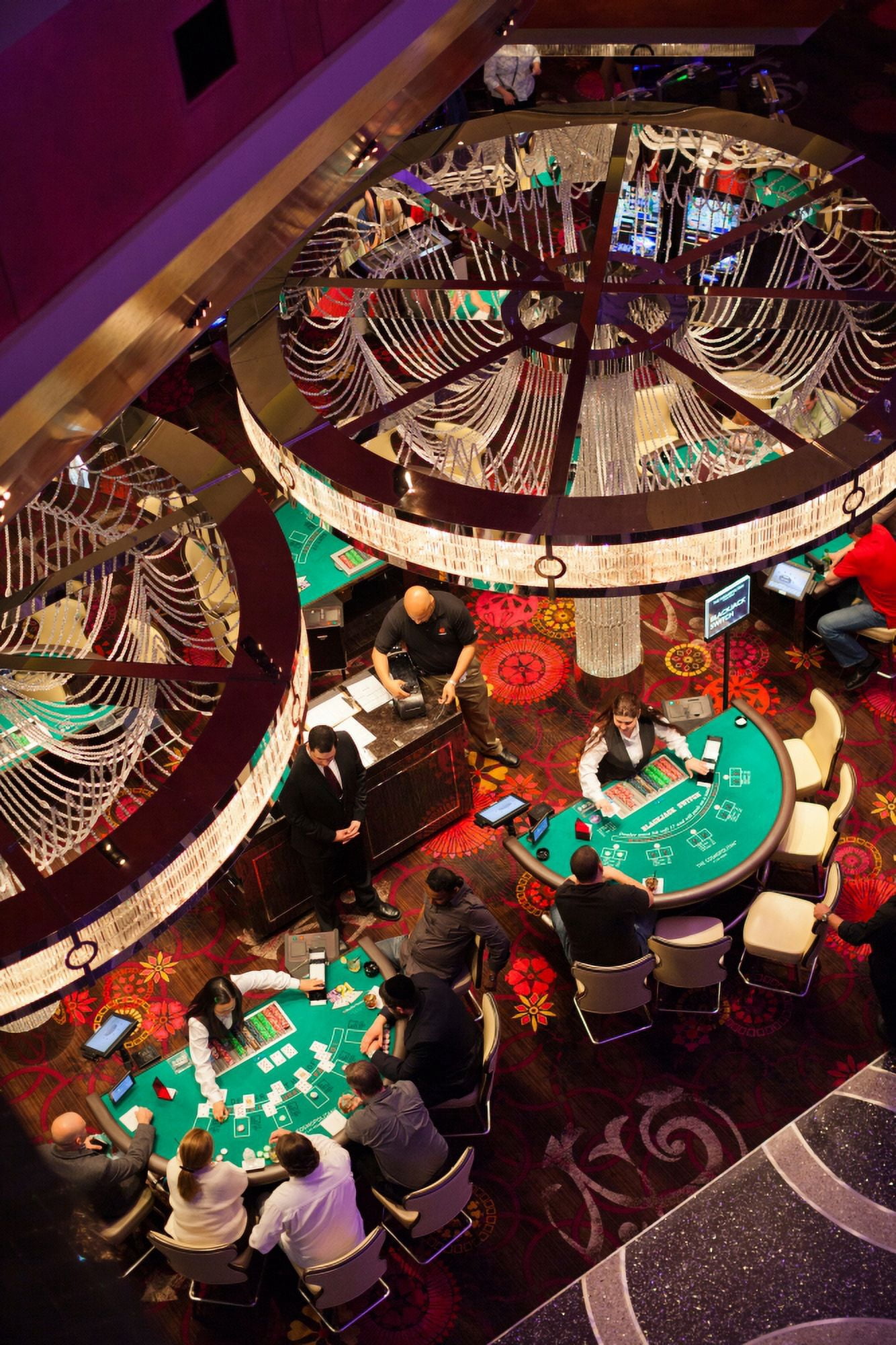 Tourists at blackjack tables in casino Cosmopolitan of Las Vegas CityCenter Las Vegas Las Vegas Strip Las Vegas Nevada USA Canvas Art - Panoramic Images (36 x 12)