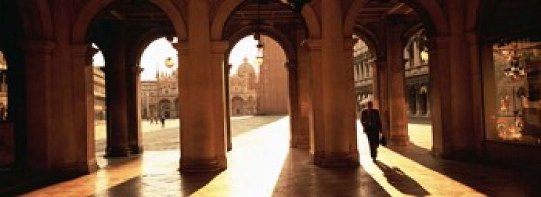 Tourists in a building Venice Italy Canvas Art - Panoramic Images (18 x 7)