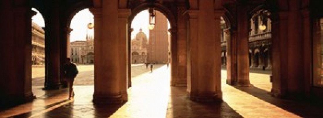 Tourists in a building Venice Italy Canvas Art - Panoramic Images (18 x 7)