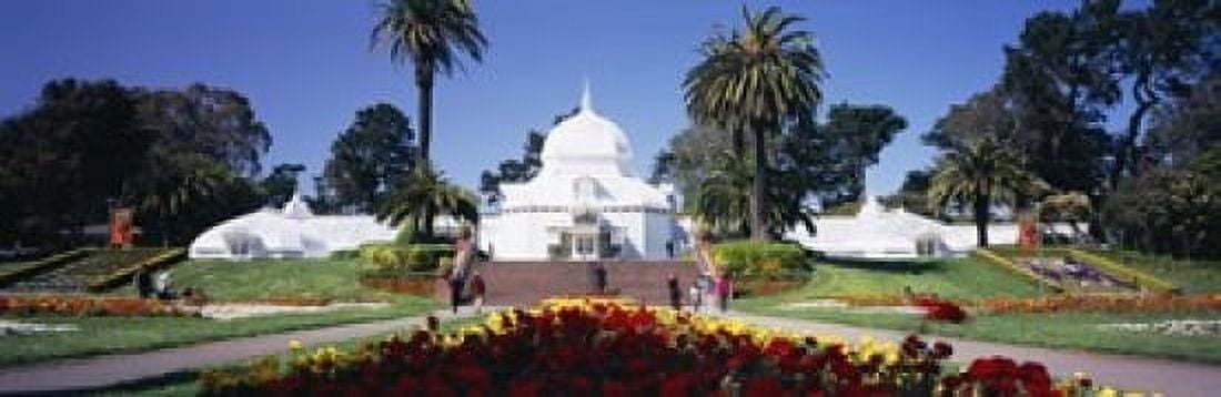 Tourists in a formal garden Conservatory of Flowers Golden Gate Park San Francisco California USA Canvas Art - Panoramic Images (18 x 6)