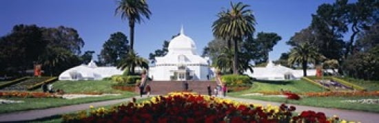 Tourists in a formal garden Conservatory of Flowers Golden Gate Park San Francisco California USA Canvas Art - Panoramic Images (36 x 12)