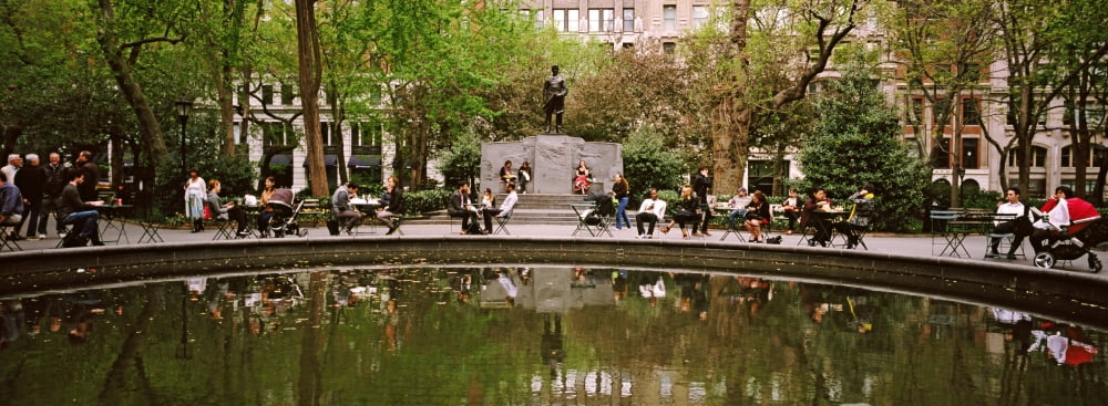 Tourists in a park Madison Square Park Manhattan New York City New York State USA Canvas Art - Panoramic Images (27 x 9)