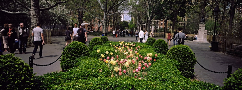 Tourists in a park Washington Square Park New York City New York State USA Canvas Art - Panoramic Images (27 x 9)