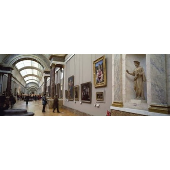 Tourists in an art museum, Musee Du Louvre, Paris, Ile-De-France, France Poster Print (18 x 7)