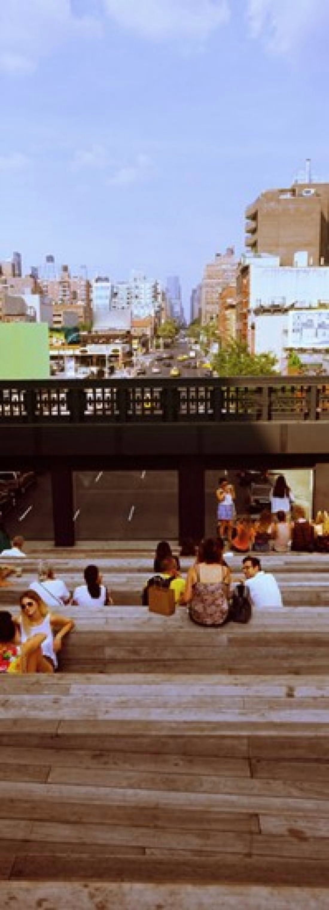 Tourists in an elevated park High Line New York City New York State USA Canvas Art - Panoramic Images (18 x 7)