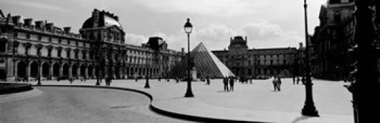 Tourists in the courtyard of a museum Musee Du Louvre Paris France Canvas Art - Panoramic Images (36 x 12)