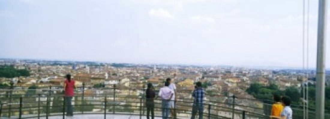 Tourists looking at city from Leaning Tower Of Pisa Piazza Dei Miracoli Pisa Tuscany Italy Canvas Art - Panoramic Images (36 x 13)