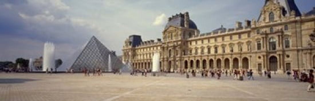 Tourists near a pyramid Louvre Pyramid Musee Du Louvre Paris Ile-de-France France Canvas Art - Panoramic Images (18 x 6)