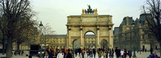 Tourists near a triumphal arch Arc De Triomphe Du Carrousel Musee Du Louvre Paris Ile-de-France France Canvas Art - Panoramic Images (36 x 13)