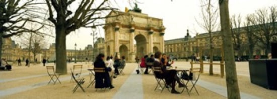Tourists near a triumphal arch Arc De Triomphe Du Carrousel Musee Du Louvre Paris Ile-de-France France Canvas Art - Panoramic Images (36 x 13)