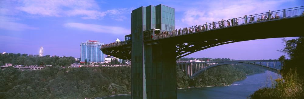 Tourists on observation tower Niagara Falls Niagara Falls State Park Niagara River Niagara County New York State USA Canvas Art - Panoramic Images (36 x 12)