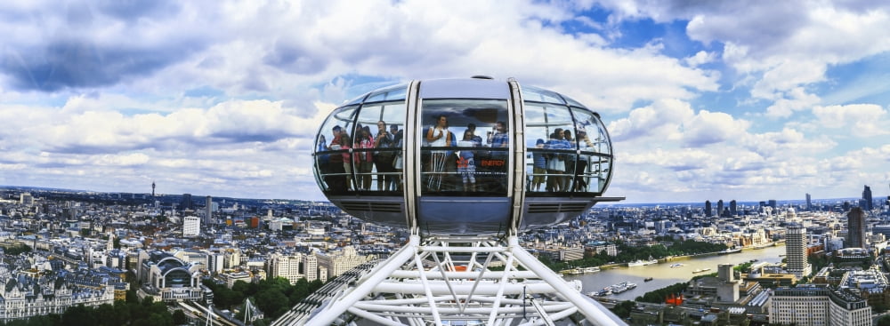 Tourists on Millennium Wheel London England Canvas Art - Panoramic Images (36 x 12)