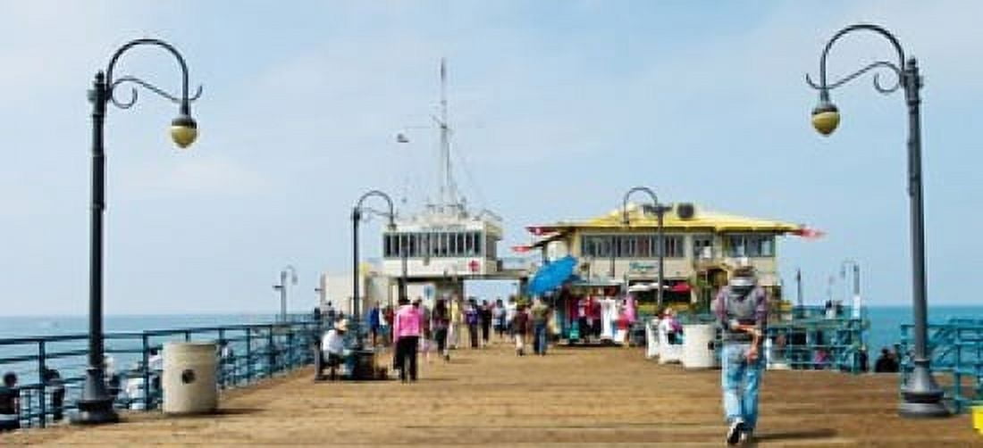 Tourists on Santa Monica Pier Santa Monica Los Angeles County California USA Canvas Art - Panoramic Images (15 x 7)