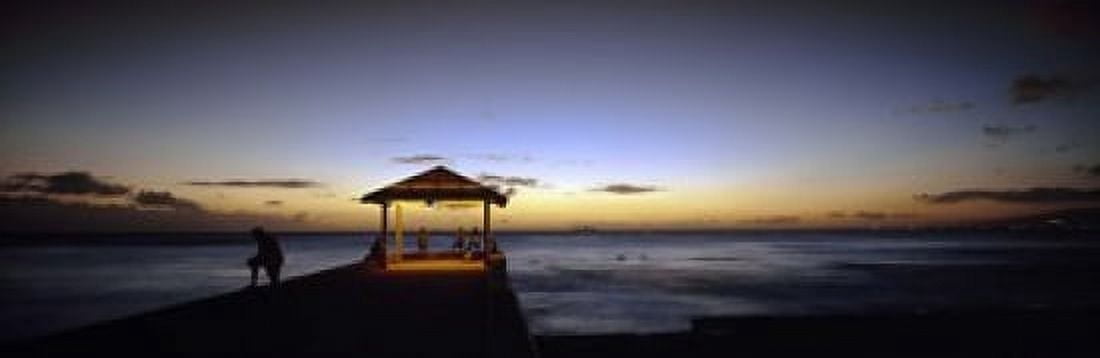 Tourists on a pier Waikiki Beach Waikiki Honolulu Oahu Hawaii USA Canvas Art - Panoramic Images (18 x 6)