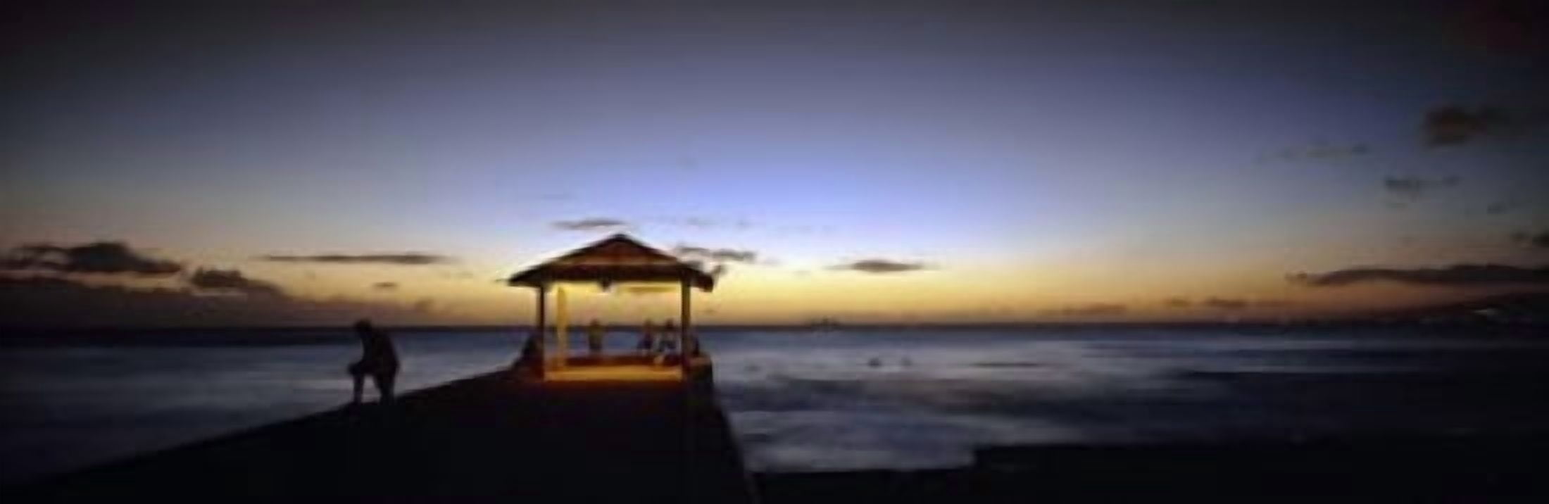 Tourists on a pier Waikiki Beach Waikiki Honolulu Oahu Hawaii USA Canvas Art - Panoramic Images (36 x 12)