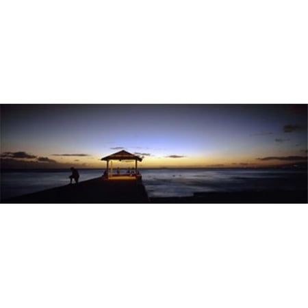 Tourists on a pier Waikiki Beach Waikiki Honolulu Oahu Hawaii USA Poster Print by - 36 x 12
