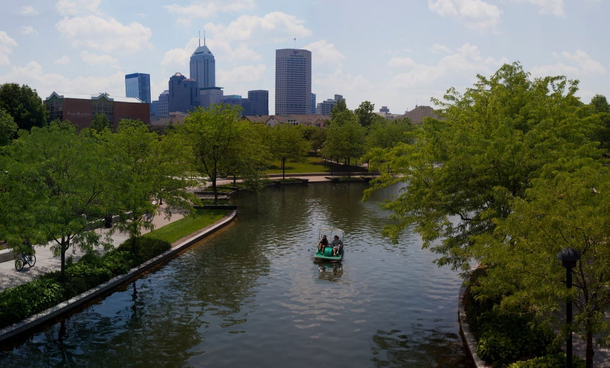 Tourists on paddleboat in a lake Indianapolis Marion County Indiana USA Canvas Art - Panoramic Images (15 x 24)